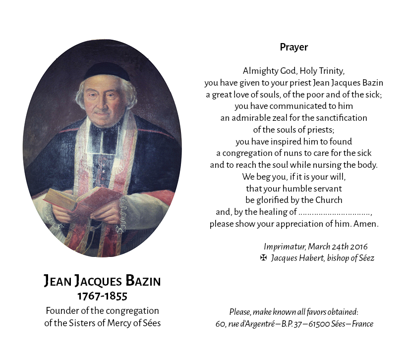 Priere père Bazin avec imprimatur double page anglais
